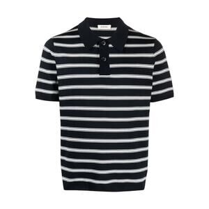 SANDRO Pablo Striped Polo in Fond Marine XXL